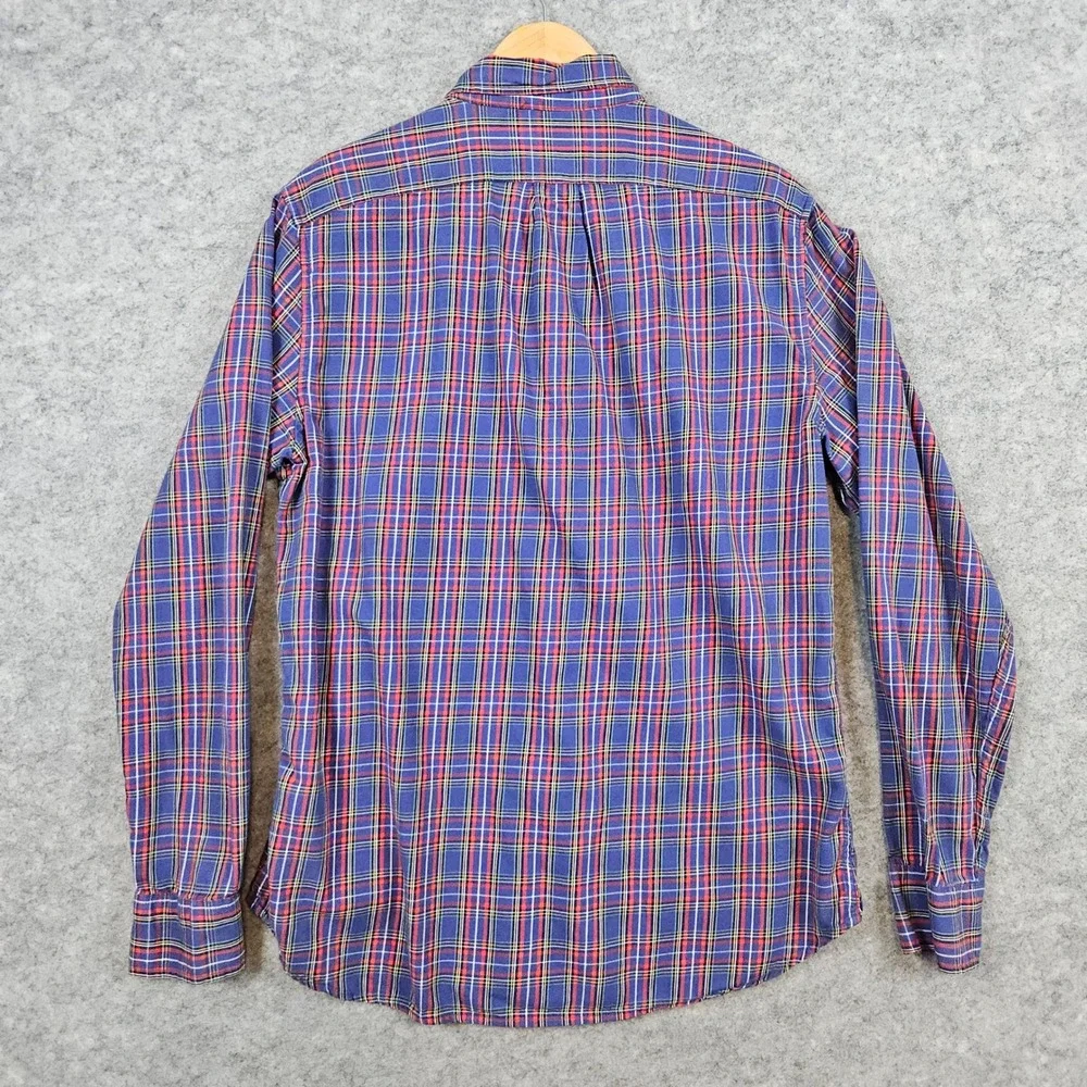 J Crew Men's Blue & Red Plaid Brushed Twill Shirt Size M Slim Fit‎ 100% Cotton